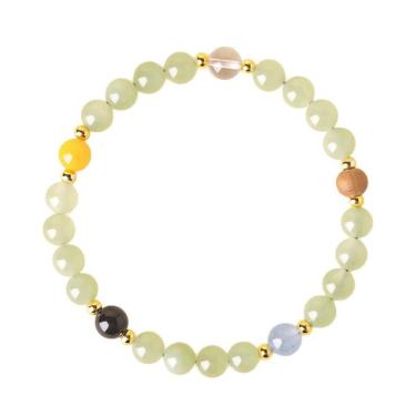Imagem de Pulseira Nephrite Jade para homens e mulheres com miçanga de 6 mm