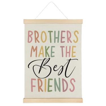 Imagem de ATBWGT Decoração de parede de berçário Boho, decoração de quarto de meninos, brothers Make the Best Friends, pôster para crianças, crianças, meninos, quarto, sala de jogos, berçário, sala de aula
