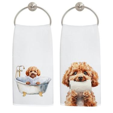 Imagem de LADOCK Toalhas de mão engraçadas de cachorro Poodle para banheiro, presentes para amantes de poodle, presentes para mulheres e homens, toalhas de mão engraçadas de cachorro para banheiro, banheiro