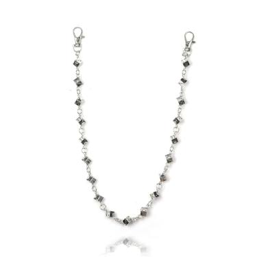 Imagem de SORGERLY Carteira de caveira para homens, corrente de bolso com cinto de jeans punk, chaveiro - bolsa gótica de Halloween para mulheres, Dados prateados, M