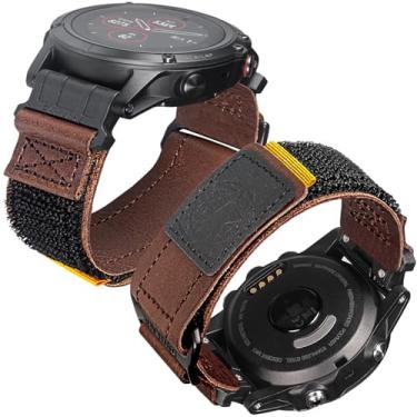 Imagem de DAVILANE Pulseira tática de couro de 22 mm, pulseira militar de ajuste rápido para série Fenix/Epix/MARQ/Instinct (47 mm)