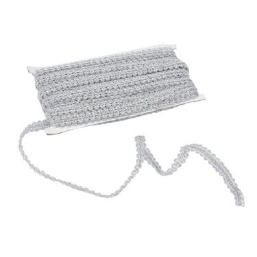 Imagem de letsinstyle Guarnição de renda trança metálica prateada de 20 metros, fita de renda centopéia de 0,51 polegada de largura, acabamentos de borda decorada, acabamentos de poliéster para costura faça