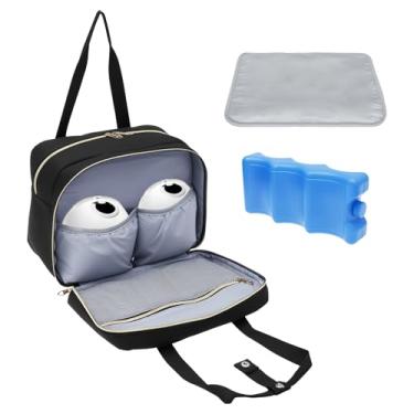Imagem de HJJWNDDNG Bolsa para bomba de leite materno usável com compartimento térmico, bolsa térmica portátil para leite materno com bolsa de gelo e tapete à prova d'água para bomba de leite e acessórios