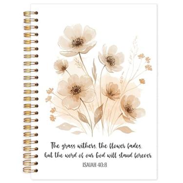 Imagem de Yhtrg Caderno floral cristão boho, caderno espiral floral da Bíblia Isaías 40:8, diários bíblicos para escrever, caderno religioso para anotações, presentes cristãos para mulheres, 14 x 21 cm