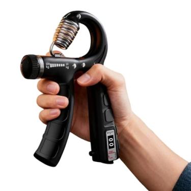 Imagem de Treinador de força de aderência ajustável – Fortalecedor resistente para homens/mulheres, exercitador de mão com contagem de precisão para fitness e treinamento profissional (contagem mecânica - preto