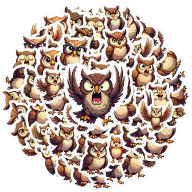 Imagem de 35 peças coruja brincalhão, sábio, expressivo, adorável coruja para telefone faça você mesmo, guitarra, notebook, mala, copo, guitarra, faça você mesmo, bicicleta, skate, laptop, bagagem, decoração