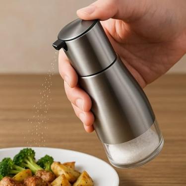 Imagem de Porta Temperos de Vidro com Aço Inox, 320ml, Bico Dosador Retrátil, 8,5 x 6,7 cm, Acabamento Escovado, para Cozinha, Evitando Desperdícios