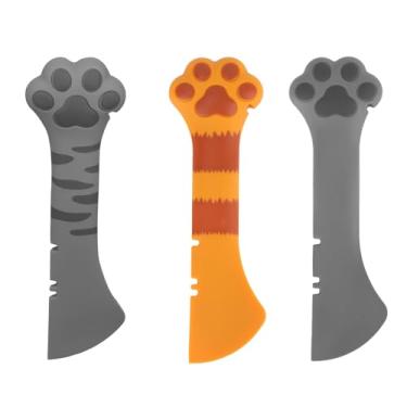 Imagem de 3pcs Colher para Comida de Cão e Gato, Abre Latas Multifuncional Comida Húmida Espátula Animais de Estimação Colher Misturar Artigos para Cães Gatos (Laranja, Cinza & Cinza Escuro)