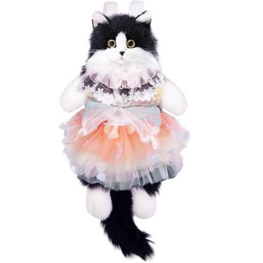 Imagem de Mochila de pelúcia realista para gatos de vaca – Bolsa de ombro conversível de animal de pelúcia macia, alça ajustável, presente fofo de pelúcia para meninas, mulheres, amantes de gatos