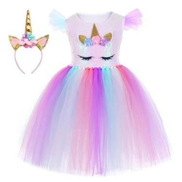 Imagem de Fantasia Infantil Unicornio Completa para Meninas Criança (M)