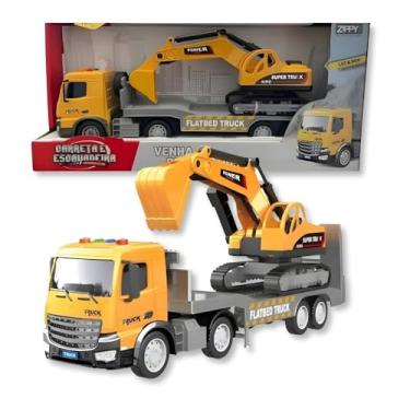 Imagem de Brinquedo Infantil Carreta e Escavadeira 37cm Luz e Som Zippy Toys - 10474