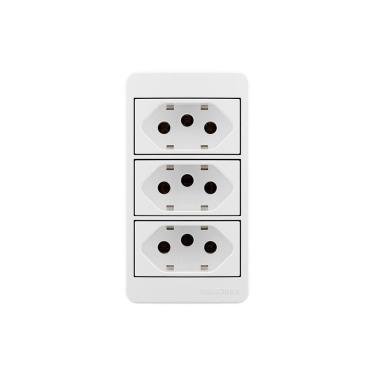 Imagem de Placa Para Condulete Caixa 3/4" Com Tomada Tripla Margirius Sleek 2p+t 20a Branca Branco