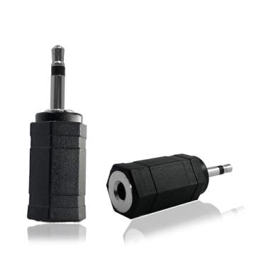 Imagem de MICMXMO Pacote com 2 plugues mono macho de 2,5 mm para adaptador de plugue mono fêmea de 3,5 mm para microfone de rádio de carro de 3,5 mm, macho de 2,5 mm para TRS fêmea de 3,5 mm para receptor