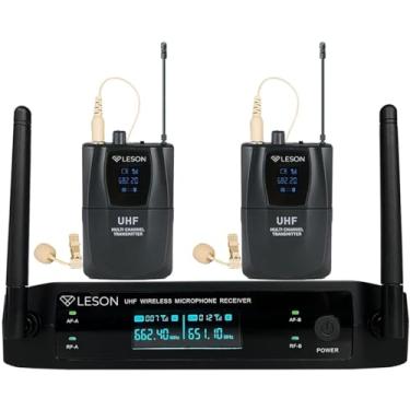 Imagem de Microfone sem fio LS962 c/ 2 Lapelas Omnidirecional 96 Canais Bege Leson - 2AMLS9623