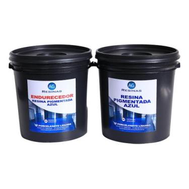 Imagem de Kit Resina Epóxi Azul + Endurecedor Porcelanato Líquido (10 Kg) Resina