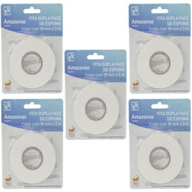 Imagem de Kit Fita Dupla Face De Espuma 1,8 Cm X 3 Metros Com 5 Rolos - Rio Tiju