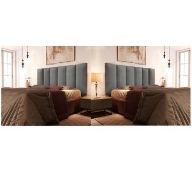 Imagem de Kit 2 Paineis Cama Box Fantasy 1,60 Tecido Suede Cor Cinza - Comprar M