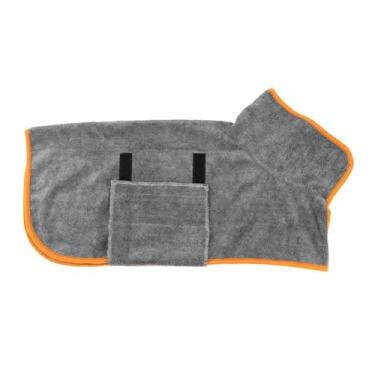 Imagem de Toalhas de microfibra para cães para secagem de cães grande toalha média pequena roupão roupão de banho para animais de estimação gato macio e respirável absorvente (cinza A, GG)