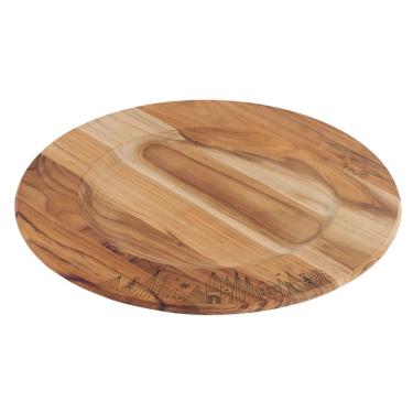 Imagem de Sousplat Redondo Tramontina Casa Natal Em Madeira Teca Fsc Com Acabamento Em óleo