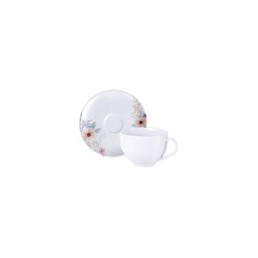 Imagem de Conjunto Xícara E Pires De Chá Tramontina Floratta Em Porcelana Decorada 250 Ml 2 Peças