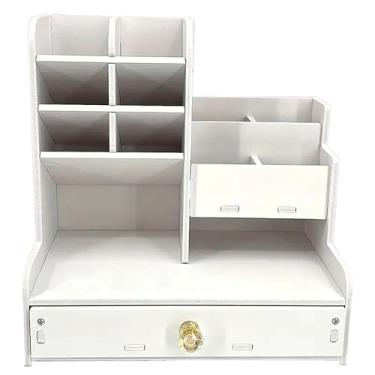 Imagem de Organizador De Mesa Mdf Escritório Moderno Com Gaveta Nicho Canetas
