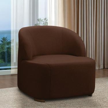 Imagem de Poltrona Decorativa Orgânica Para Sala Diully Bouclê Marrom E03 - D'rossi