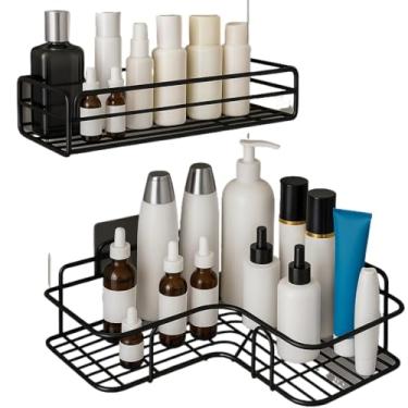 Imagem de Kit Suporte Organizador para Banheiro e Cozinha com Porta Shampoo e Prateleira - Sem Furo, Adesivo e Parafuso, Organize com Estilo(2)