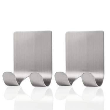 Imagem de Kit 2 Gancho Suporte Parede Cabide Adesivo Alta Aderência Dupla Face Metal Chave Celular Aço Inox MONOLO (Prata)