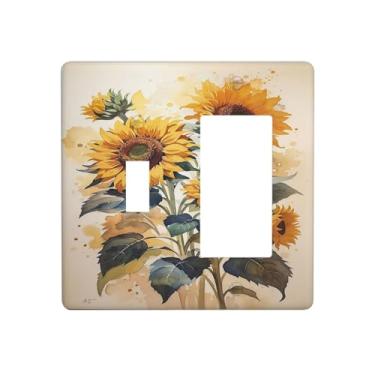 Imagem de Nadoabtm Capas de tomada aquarela girassol vibrante floral 1 interruptor 1 interruptor de luz conjunto de interruptor de luz placa de interruptor elétrico capas de placa decorativa para decoração de