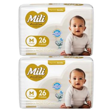 Imagem de Kit C2 Fralda Mili Love Care Tamanho M Jumbo C/26 - Mili - MILI S/A