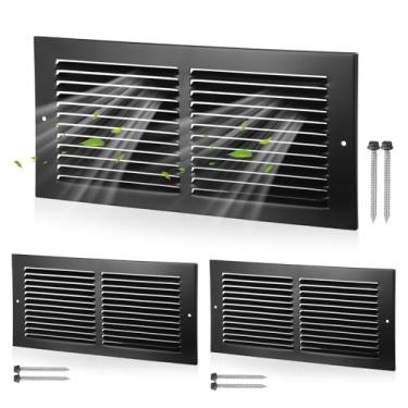 Imagem de Fiwochic Pacote com 3 capas de ventilação de teto de 35 x 15 cm para casa registro de ar de retorno de aço resistente aberturas de duto bidirecional HVAC grade plana ajustável para parede escritório