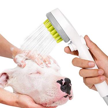 Imagem de Aspersor de Chuveiro para Penteado Pets Escova Massagem Banho e Higienização Água Cães Gatos Cabo Ergonômico Controle com Um Botão ABS TPE Economia
