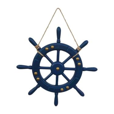 Imagem de Kuntesetty Roda de de Barco, Ornamento de de Mediterrâneo com Corda, Decoração de Parede em Madeira para Festa Pirata Ou Escritório, Azul profundo, Tamanho real