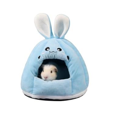 Imagem de Copfeu Cama esconderijo de porquinho-da-índia – Casa pequena para animais de estimação com fundo removível para coelhos, chinchilas, furões – pelúcia grossa, caverna aconchegante e quente, couro fácil