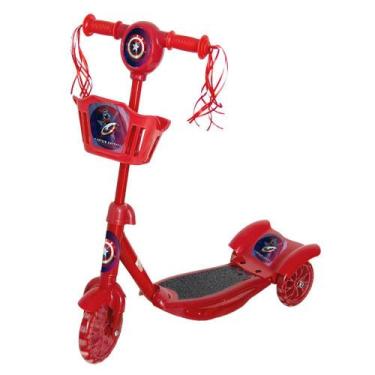 Imagem de Patinete Infantil Capitão América 3 Rodas Cestinha Divertido