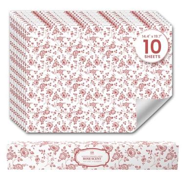 Imagem de Forros de gaveta perfumados de rosa para gavetas de cômoda (10 folhas grandes, 50 cm x 36,5 cm) - Forro de papel de gaveta não adesivo para cômoda de quarto e prateleiras de armário da Linda's