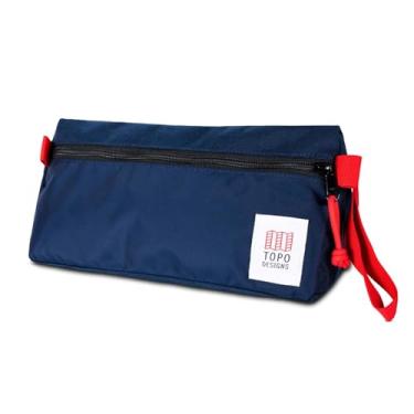 Imagem de Topo Designs Kit Dopp – Bolsa de viagem para itens essenciais de cuidados pessoais, formato triangular autônomo, totalmente forrada para facilitar a limpeza, nylon reciclado (azul marinho/marinho