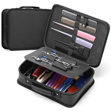 Imagem de Bolsa de ferramentas de barbeiro, Segbeauty, 30 x 21,5 cm, estojo de transporte para maquiagem, artigos de higiene, kit de corte de cabelo, organizador de armazenamento para tesouras de secadora, pentes, cosméticos, salão, artigos de beleza