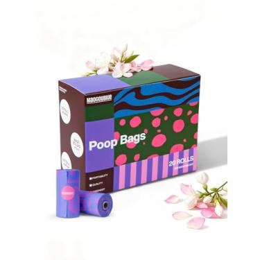 Imagem de Maogoublue Sacos de cocô de cachorro à prova de vazamento e extragrossos, 300 unidades, 20 rolos de sacos de cocô perfumados de jasmim para cães, saco de lixo para cachorros e cães grandes (roxo)