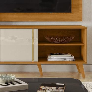 Imagem de Painel Tv 60 Pol 160cm Com Rack Bancada Para Sala Hylon Cinamomo-off White M20 - D'rossi