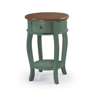 Imagem de Mesa Lateral Redonda com 1 Gaveta e Prateleira 1035 Linz Móveis, Verde