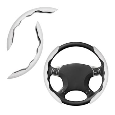 Imagem de MUQIDA 2 peças de capas de volante de fibra de carbono, protetor de volante de borboleta segmentado antiderrapante, capas de aderência confortáveis universais, acessório durável para a maioria das