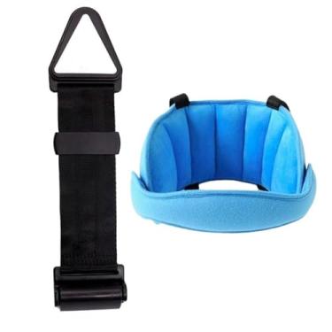 Imagem de Ajustador Infantil Cinto Segurança Apoio Suporte Cabeça Bebê (Azul)