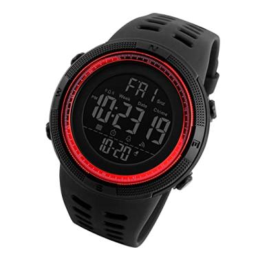 Imagem de ZJchao Relógios Esportivos Masculinos Relógio de Pulso Cronógrafo Digital Com Exibição de Tempo Duplo Cronômetro Alarme 50M à Prova D'água para Atividades Ao Ar Livre Em Execução Preto (Preto Vermelho)