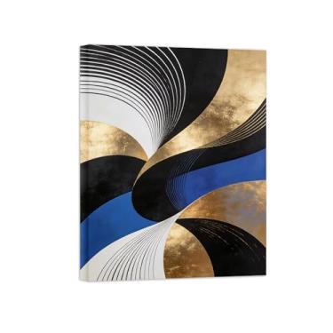 Imagem de Impressões abstratas em tela-Quadro texturizado para parede-Preto azul e dourado-Pintura moderna para sala de estar 30x40cm Tela Embrulhada