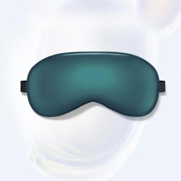 Imagem de Máscaras unissex de cor pura para olhos de seda alça ajustável para blocos de dormir reduz a luz convencional de cetim liso máscaras para os olhos presentes (verde)