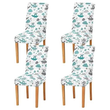 Imagem de ODAWA Parson – Conjunto de 4 capas para cadeiras, helicópteros, laváveis, removíveis, brancas, parson para hotel, cerimônia