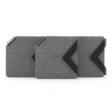 Imagem de UTIMAIS+ Mini Caderno com Capa em RPET, Fecho Magnético em PU, 70 Folhas Pautadas, Papel 100g/m², Preto, Cinza, Azul Marinho, Ecológico (3, Cinza)