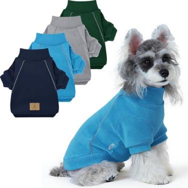 Imagem de XPUDAC Pacote com 4 suéteres de lã para cães, roupas de inverno para cães pequenos, médios, meninos, meninas, roupas de Natal, cinza, azul, azul-marinho, verde, PP