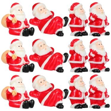 Imagem de Toyvian 12 peças de enfeites de Natal em miniatura de Papai Noel de resina para artesanato, decoração de casa, artesanato de férias e micropaisagens